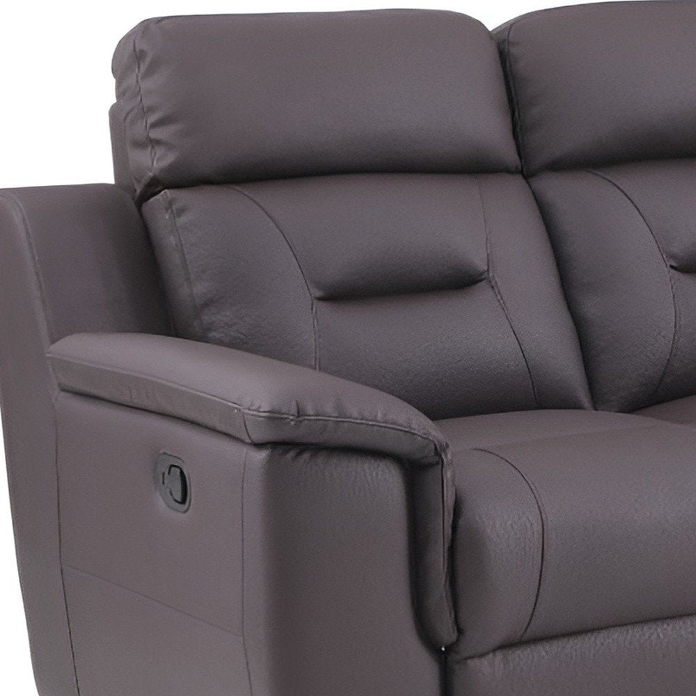 Brown Faux Leather Sofa - 90-inch