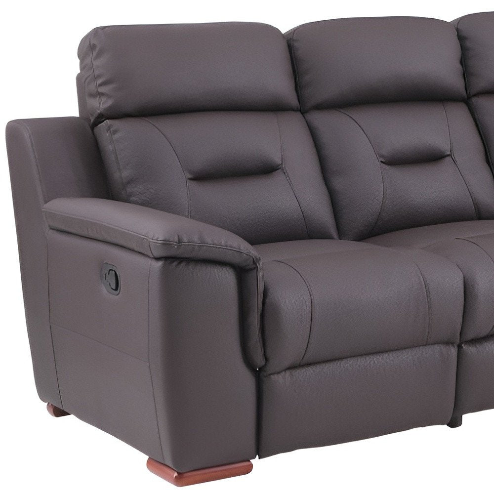 Brown Faux Leather Sofa - 90-inch