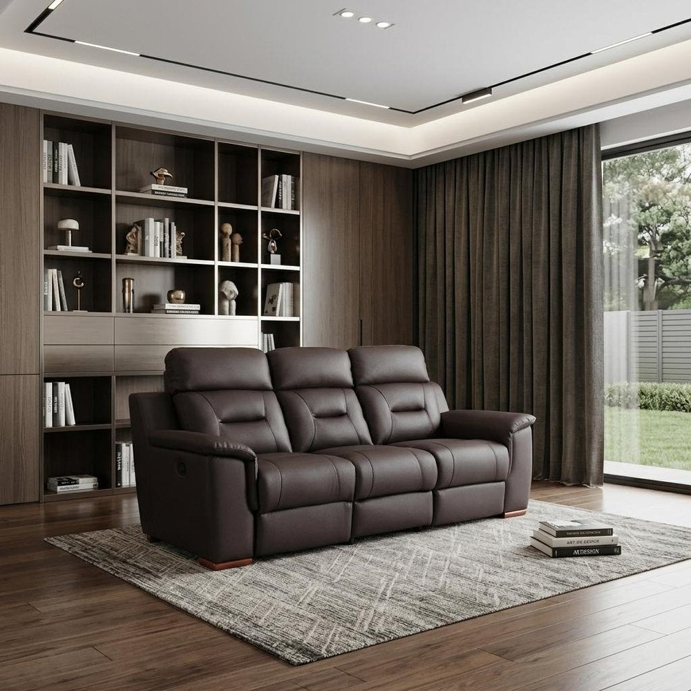 Brown Faux Leather Sofa - 90-inch
