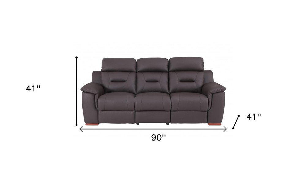 Brown Faux Leather Sofa - 90-inch