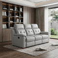 Gray Faux Leather Reclining Sofa with Brown Legs - 90-inch