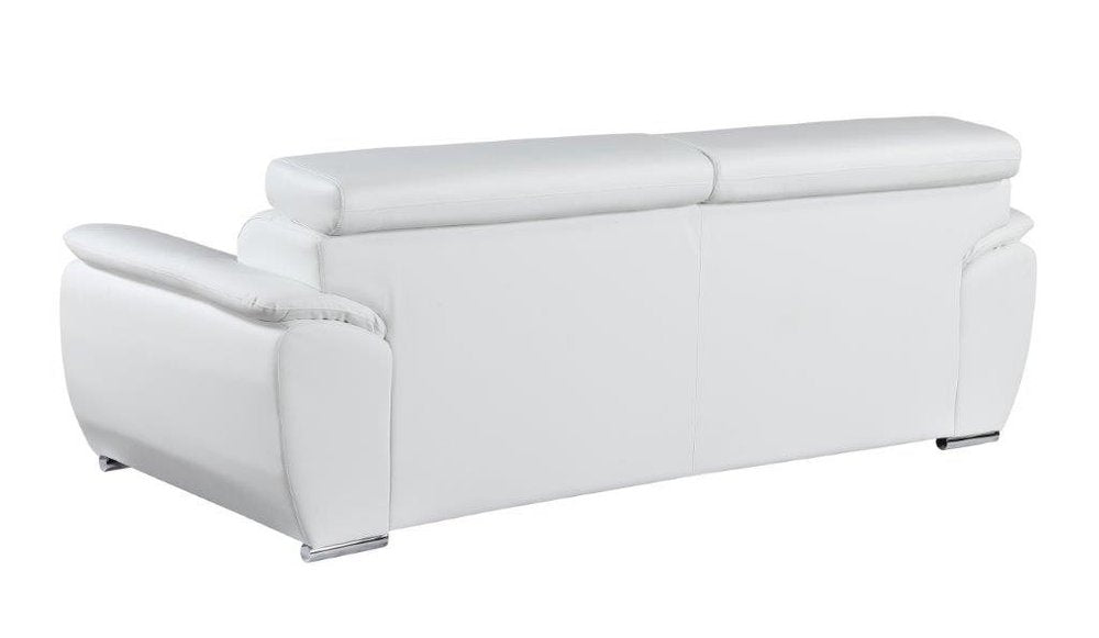 Two Piece Indoor White Genuine Leather Five Person Seating Set