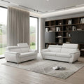 Two Piece Indoor White Genuine Leather Five Person Seating Set
