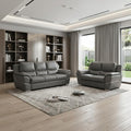 Two Piece Indoor Gray Genuine Leather Five Person Seating Set