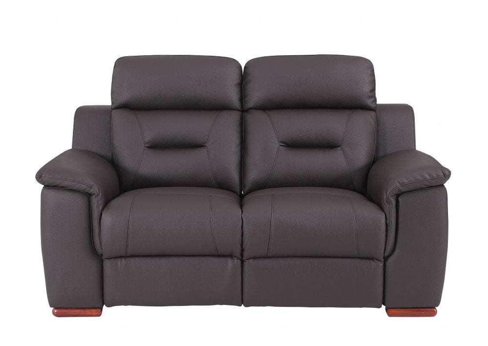 Brown Faux Leather Manual Reclining Loveseat - 67-inch