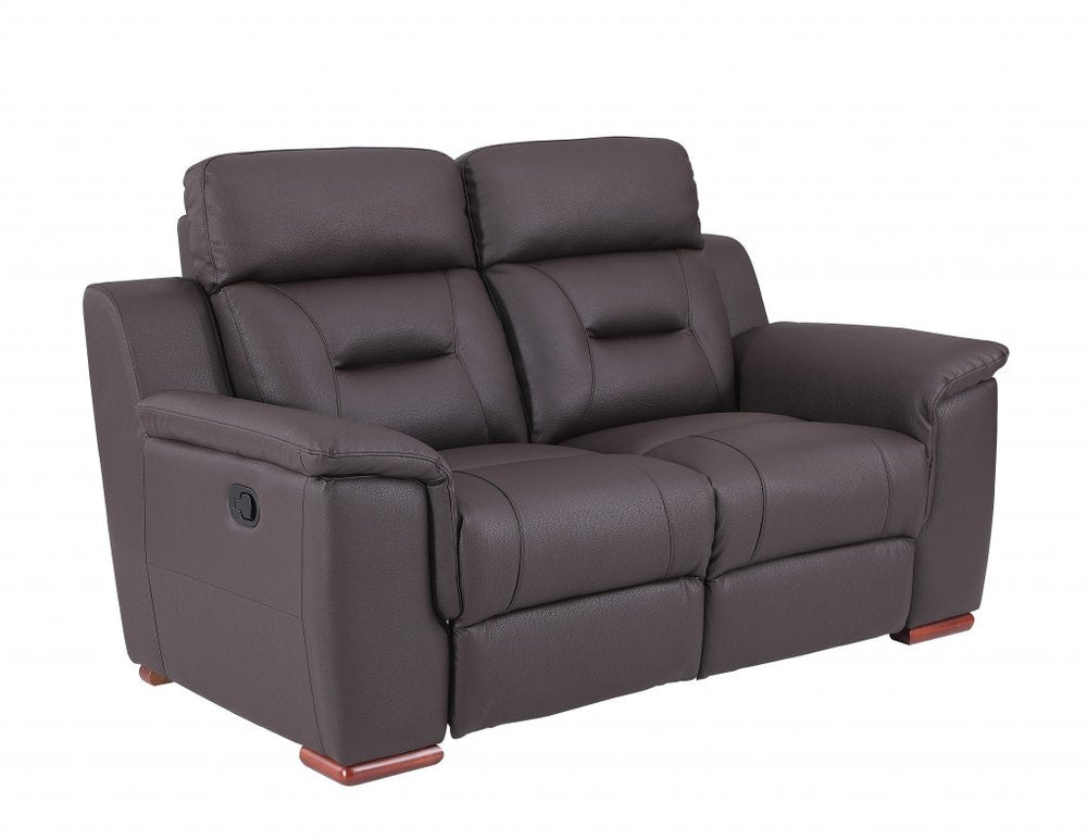 Brown Faux Leather Manual Reclining Loveseat - 67-inch