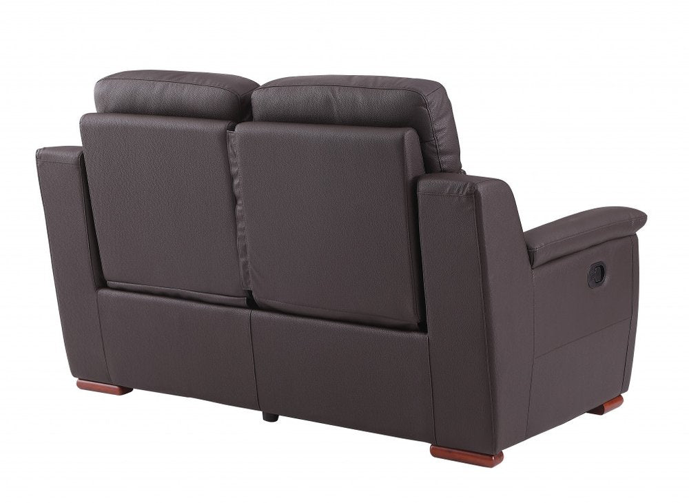 Brown Faux Leather Manual Reclining Loveseat - 67-inch