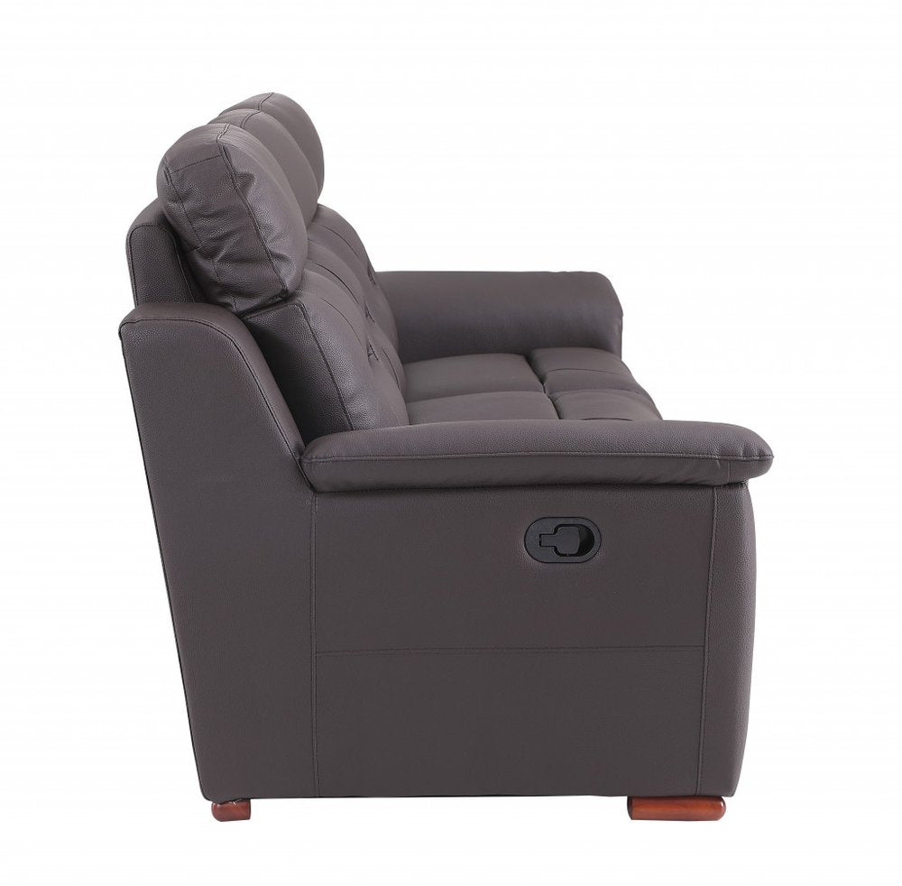 Brown Faux Leather Manual Reclining Loveseat - 67-inch