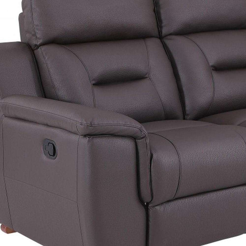 Brown Faux Leather Manual Reclining Loveseat - 67-inch