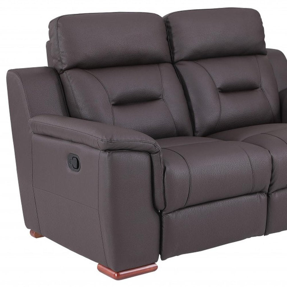 Brown Faux Leather Manual Reclining Loveseat - 67-inch