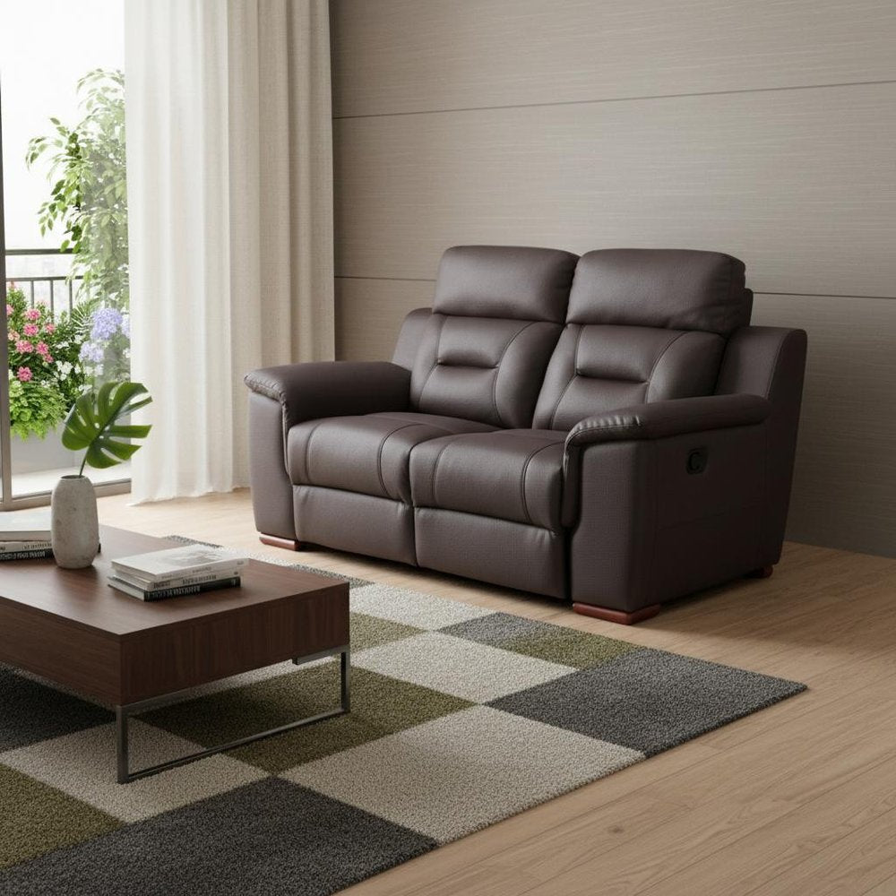 Brown Faux Leather Manual Reclining Loveseat - 67-inch
