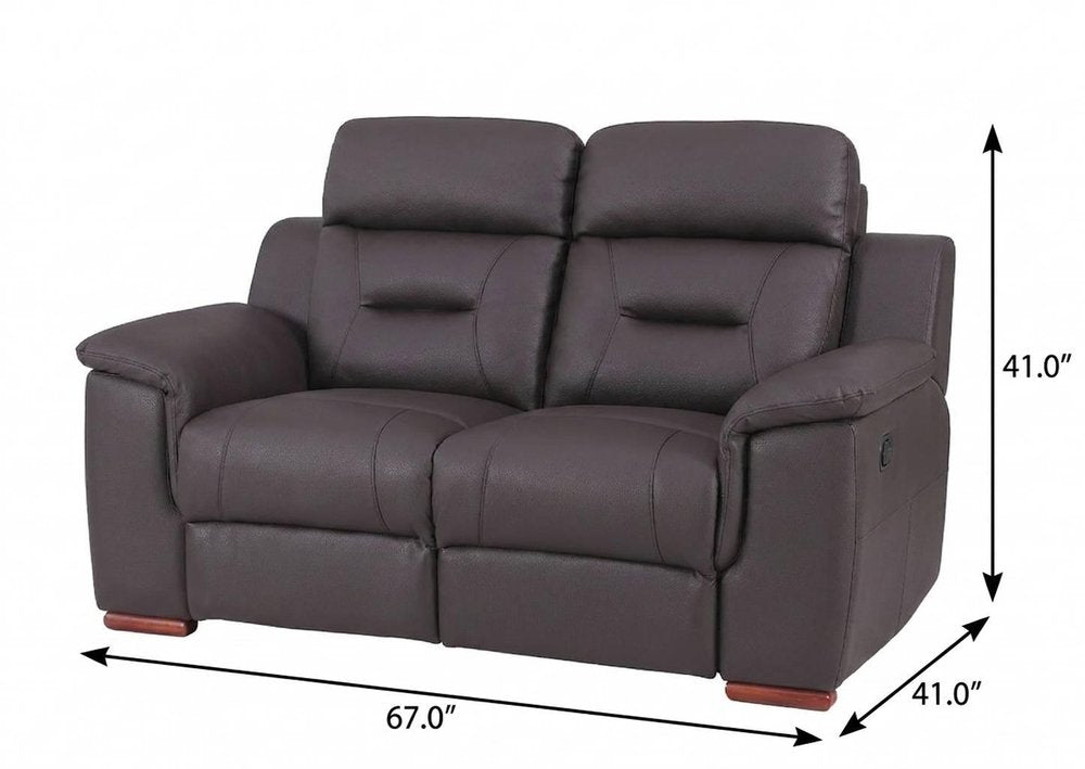 Brown Faux Leather Manual Reclining Loveseat - 67-inch