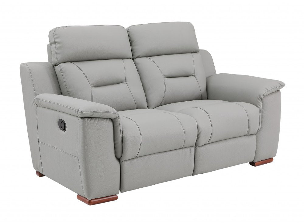 Gray and Brown Faux Leather Manual Reclining Loveseat - 67-inch