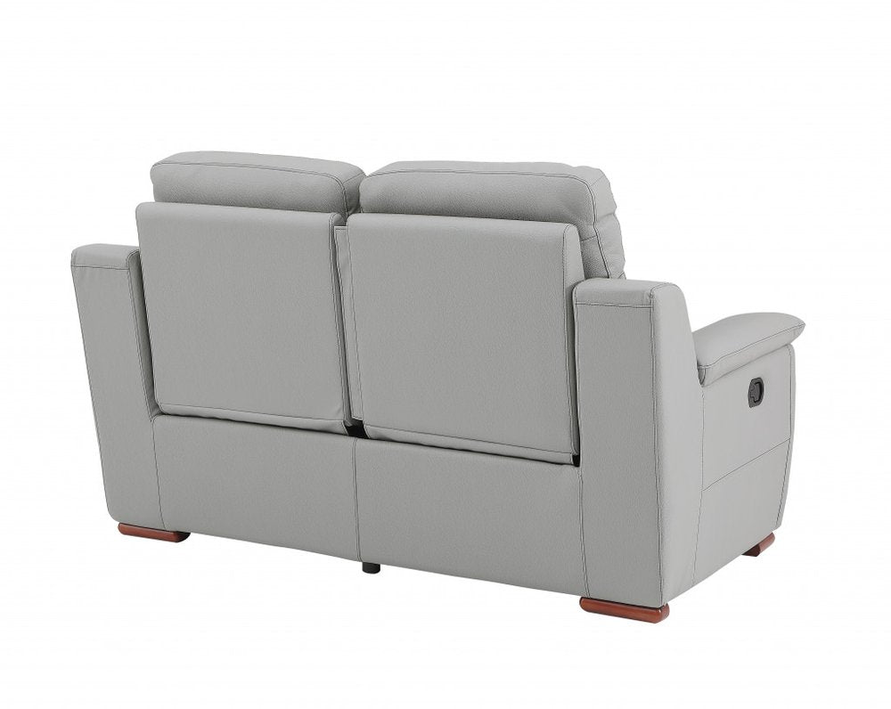 Gray and Brown Faux Leather Manual Reclining Loveseat - 67-inch