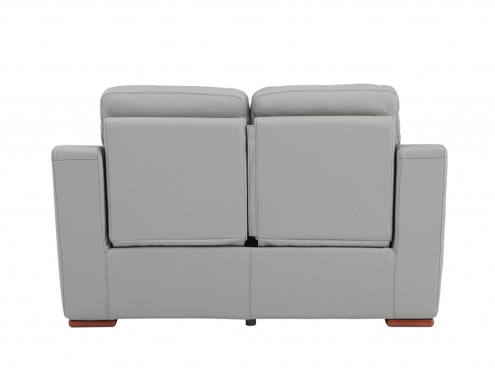 Gray and Brown Faux Leather Manual Reclining Loveseat - 67-inch