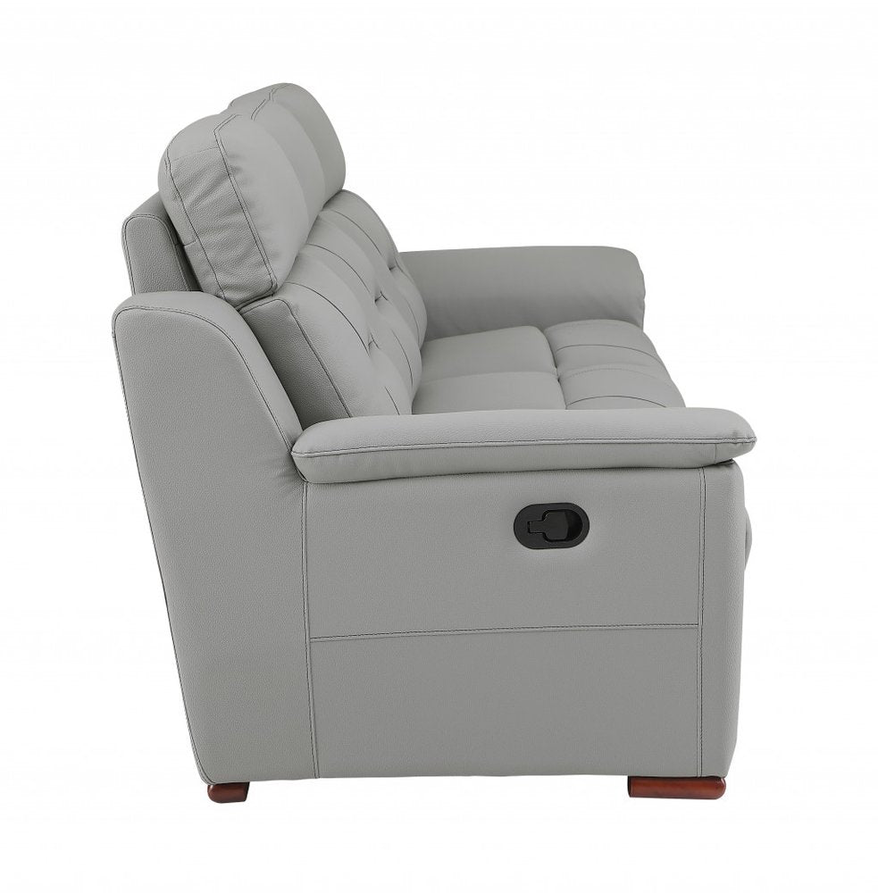 Gray and Brown Faux Leather Manual Reclining Loveseat - 67-inch