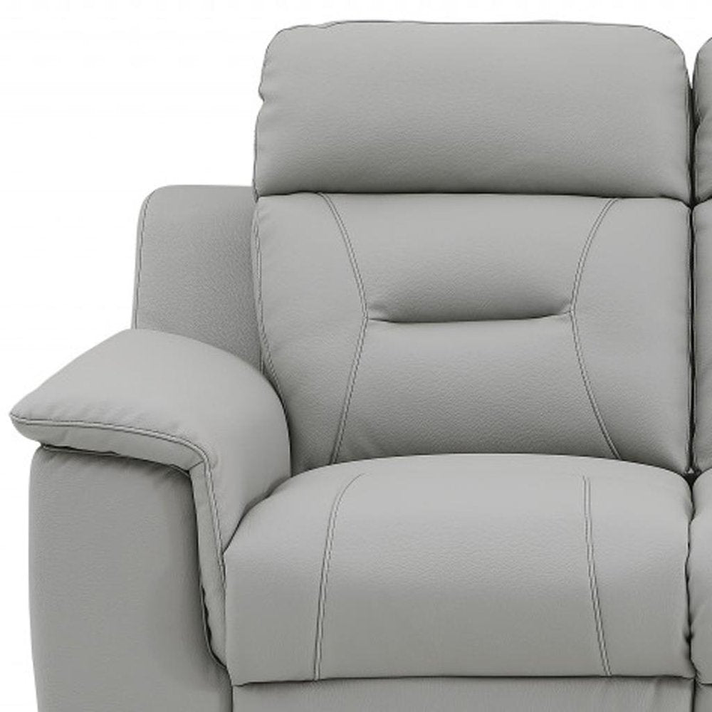 Gray and Brown Faux Leather Manual Reclining Loveseat - 67-inch