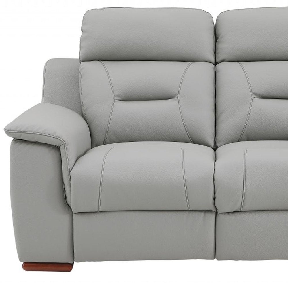 Gray and Brown Faux Leather Manual Reclining Loveseat - 67-inch