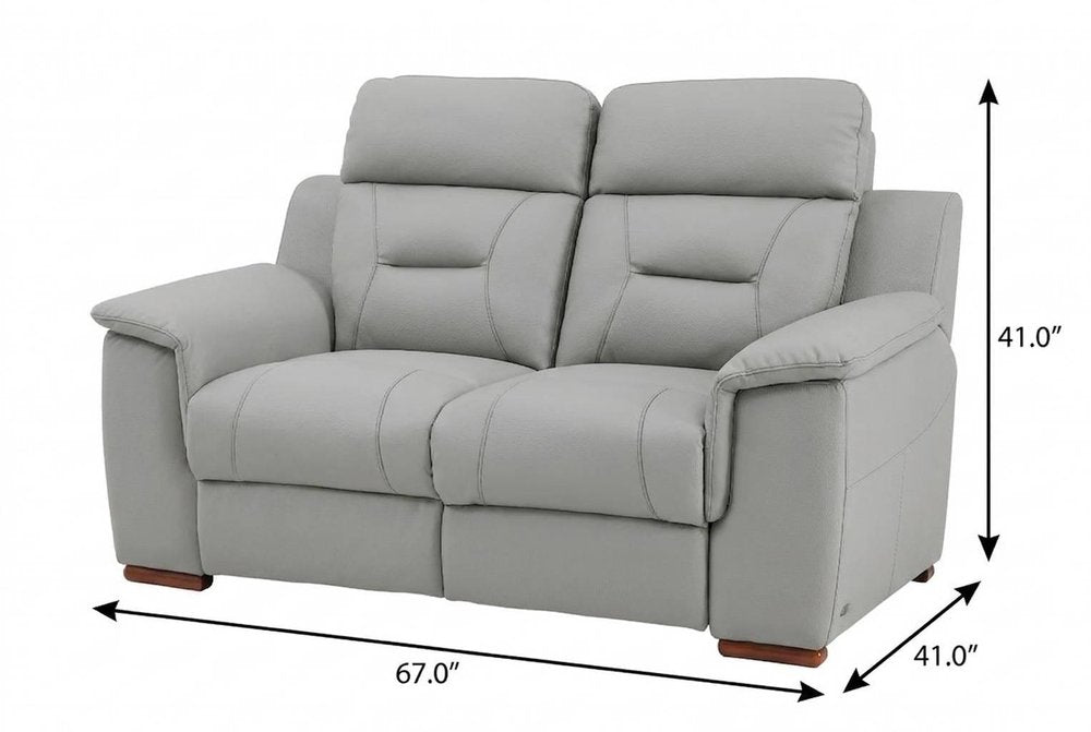 Gray and Brown Faux Leather Manual Reclining Loveseat - 67-inch