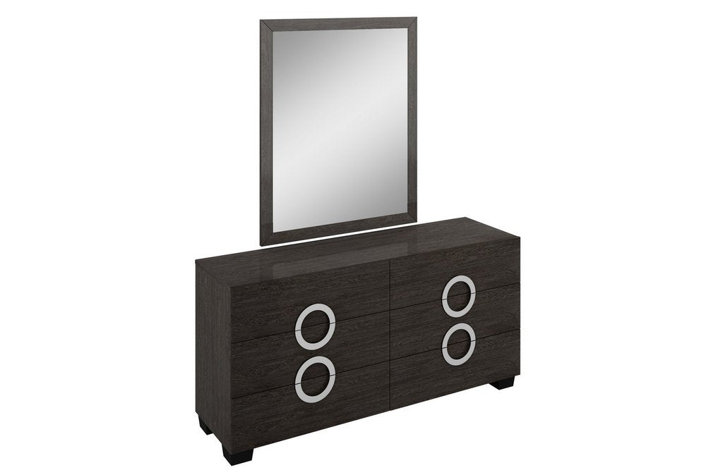 Four Piece Gray Solid Wood Bedroom Set with Mirror