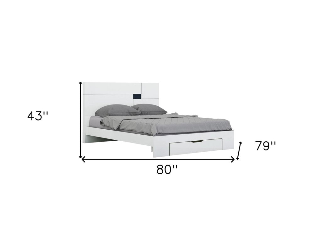 Four Piece White Solid Wood Bedroom Set with Mirror