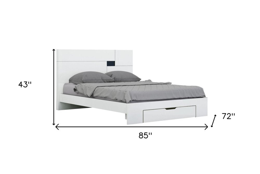 Four Piece White Solid Wood Bedroom Set with Mirror