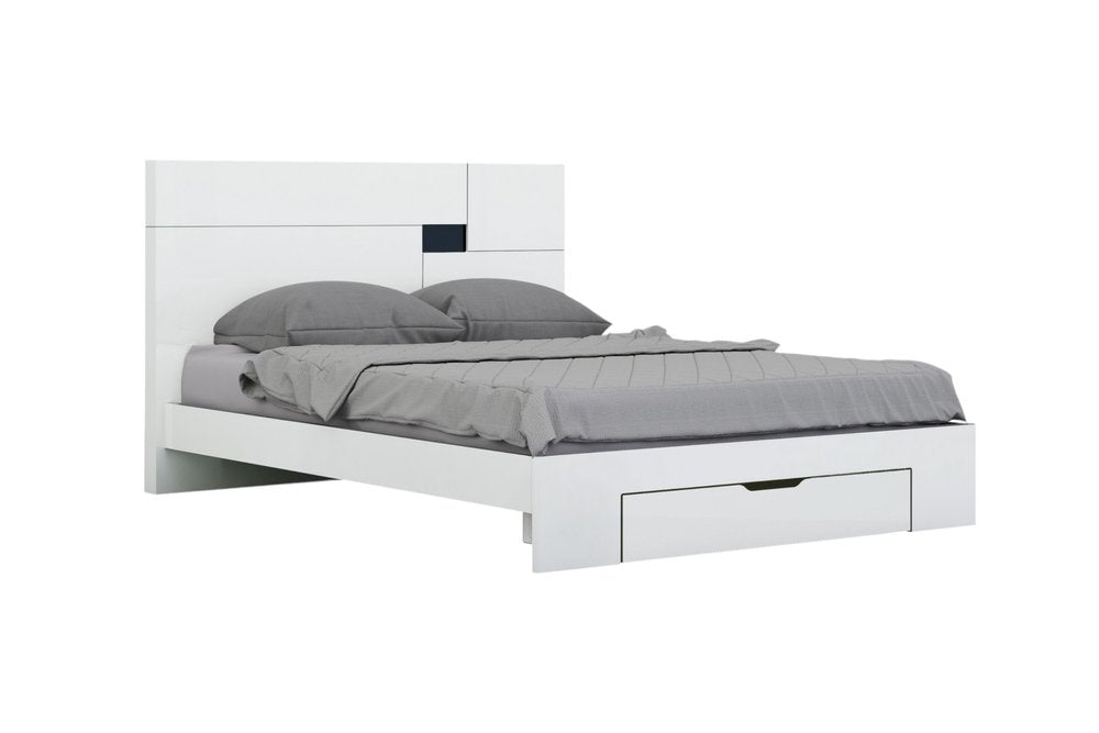 Four Piece White Solid Wood Bedroom Set with Mirror