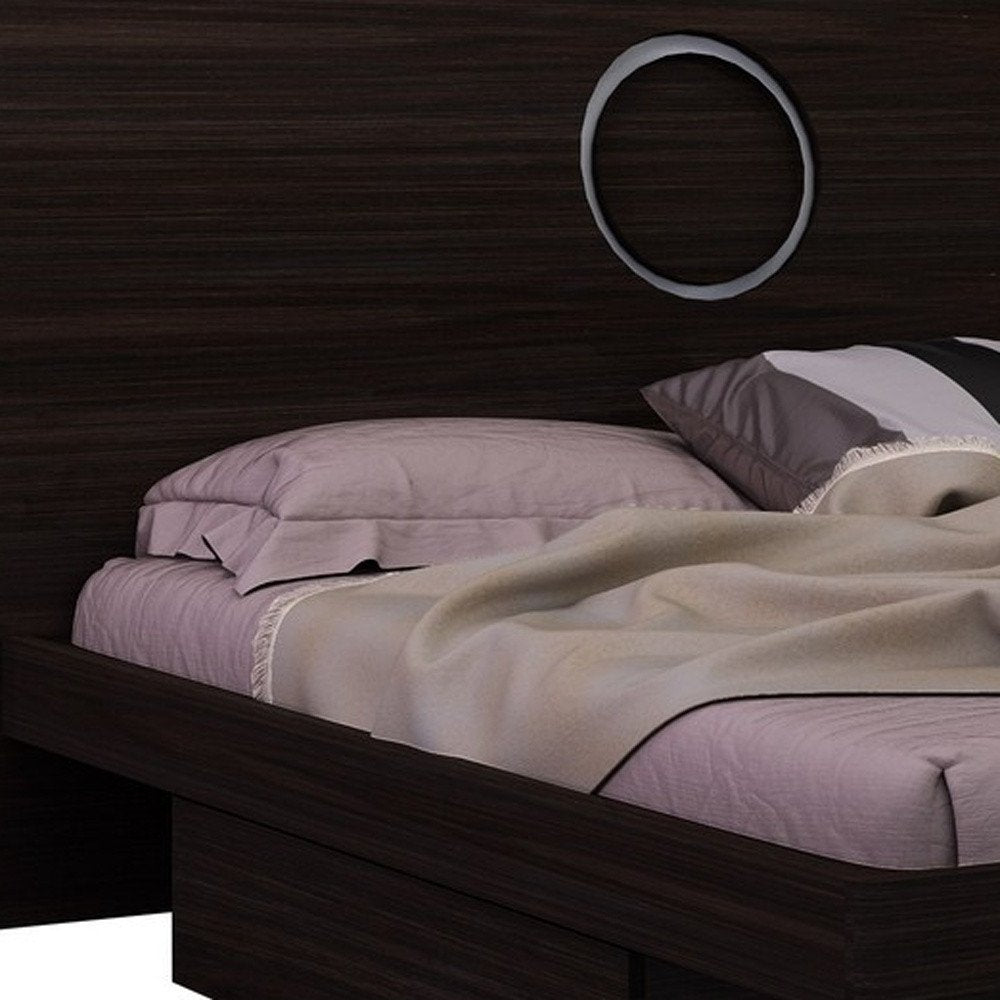 Four Piece Wood Brown Solid Wood Bedroom Set with Mirror