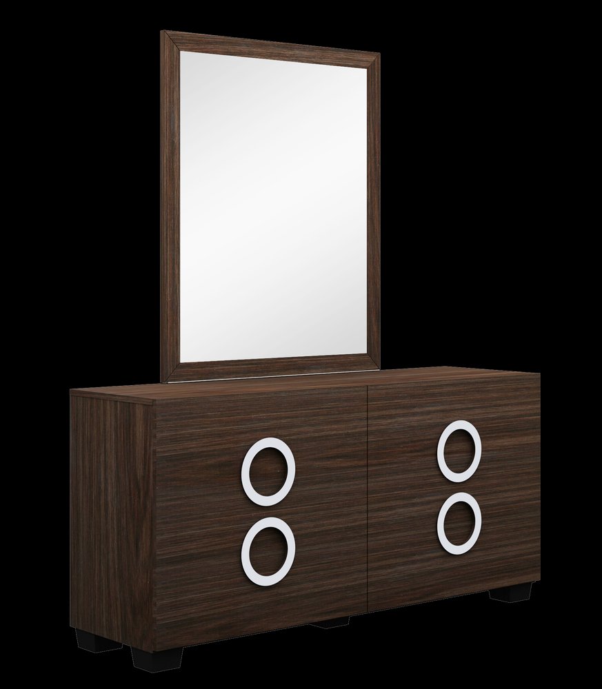Four Piece Wood Brown Solid Wood Bedroom Set with Mirror