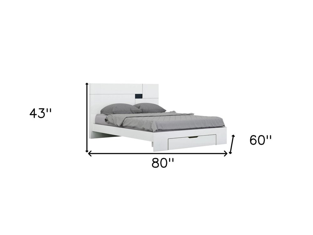Four Piece White Solid Wood Bedroom Set with Mirror
