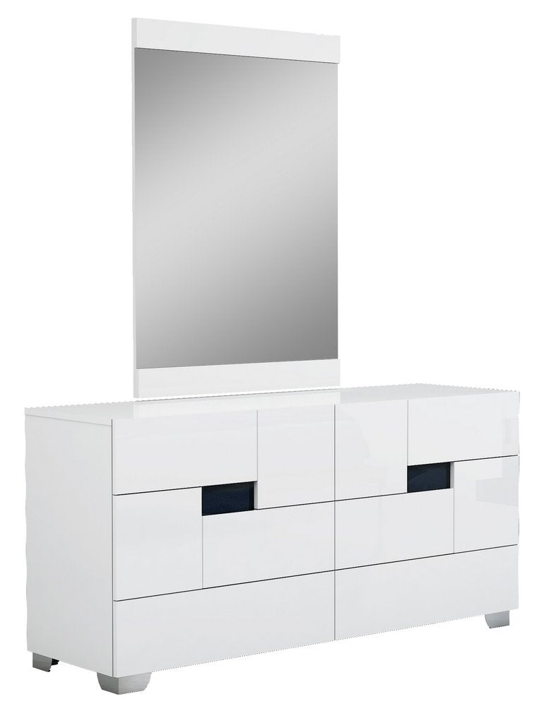 Four Piece White Solid Wood Bedroom Set with Mirror