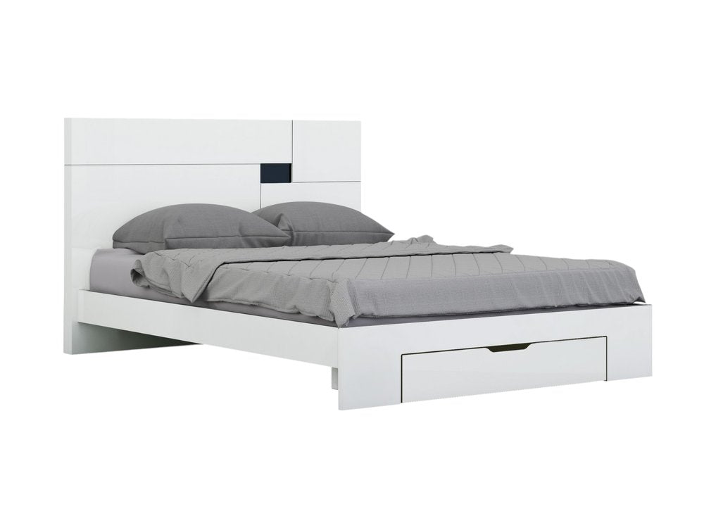 Four Piece White Solid Wood Bedroom Set with Mirror
