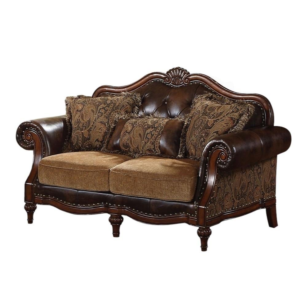 Brown Faux Leather Chesterfield Loveseat - 70-inch