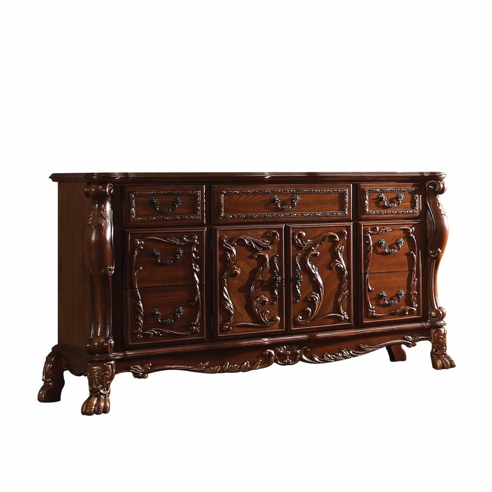 Brown Solid Wood Seven Drawer Combo Dresser - 38-inch