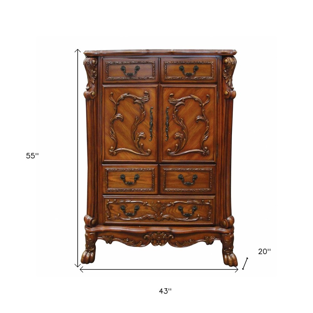 Brown Solid Wood Seven Drawer Combo Dresser - 38-inch