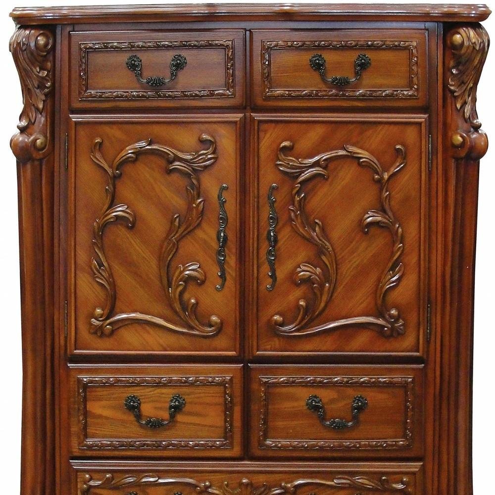 Brown Solid Wood Seven Drawer Combo Dresser - 38-inch