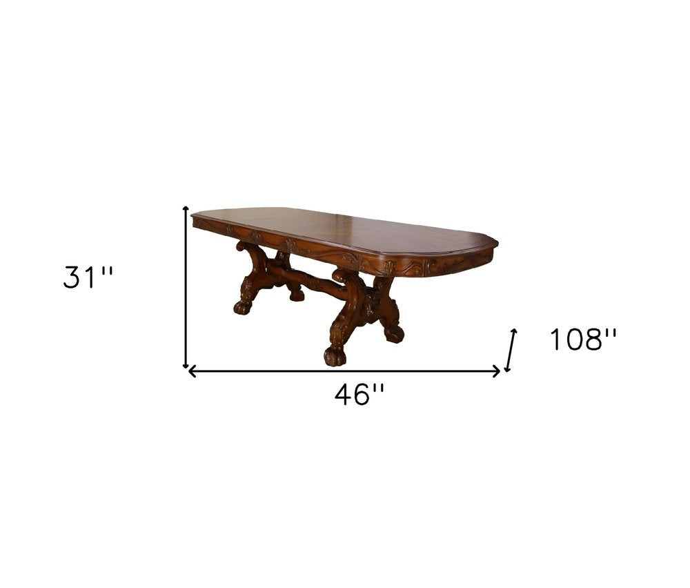 Dark Brown Free Form Solid Wood Double Pedestal Base Dining Table - 46-inch
