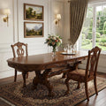 Dark Brown Free Form Solid Wood Double Pedestal Base Dining Table - 46-inch