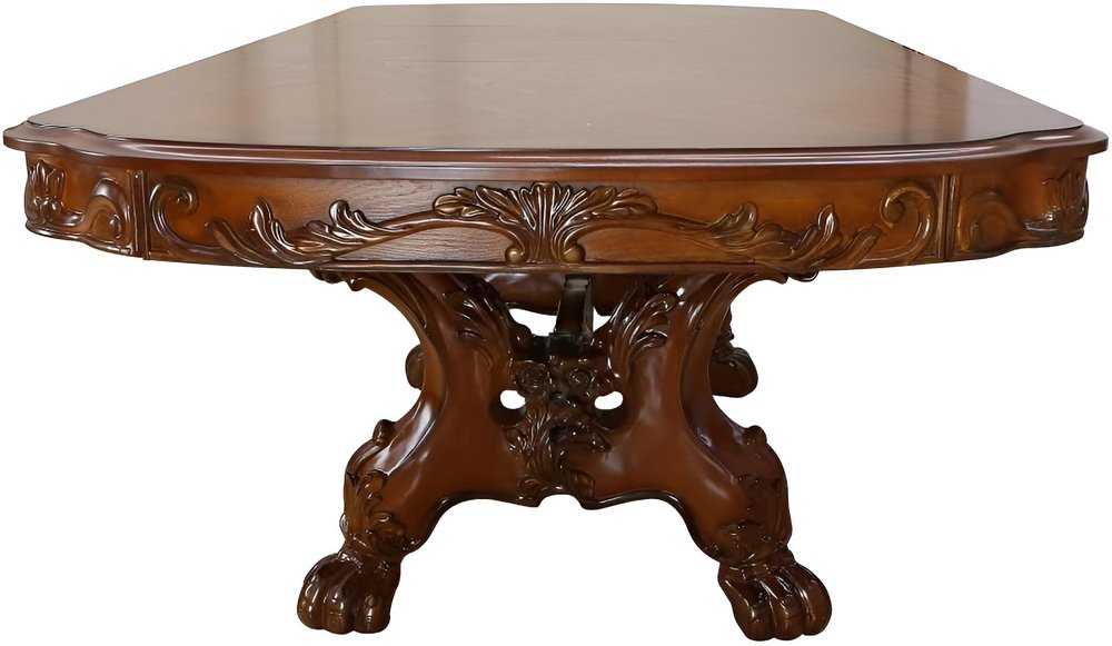 Dark Brown Free Form Solid Wood Double Pedestal Base Dining Table - 46-inch
