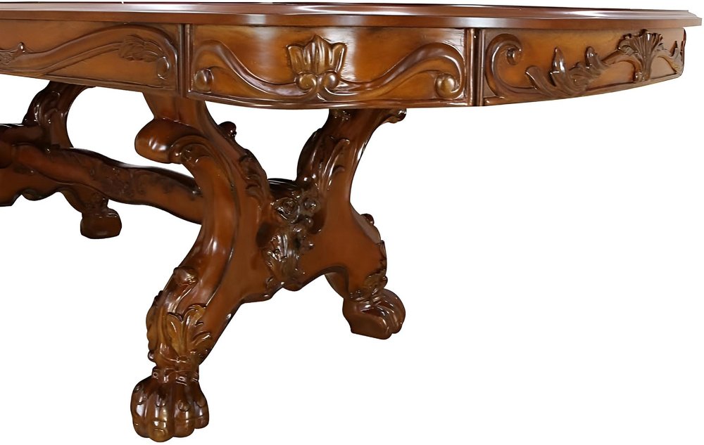 Dark Brown Free Form Solid Wood Double Pedestal Base Dining Table - 46-inch