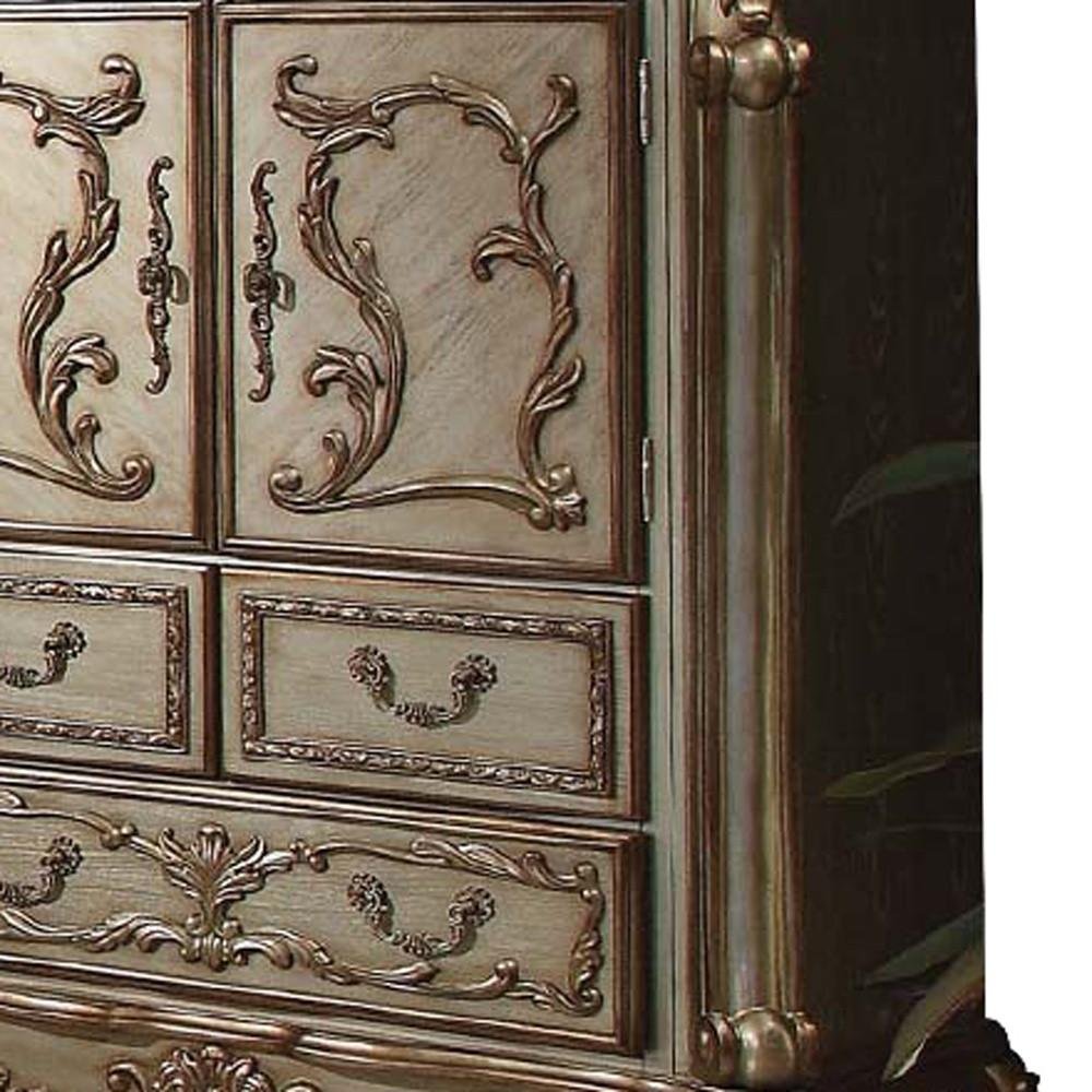 Brown Solid Wood Five Drawer - 20-inch