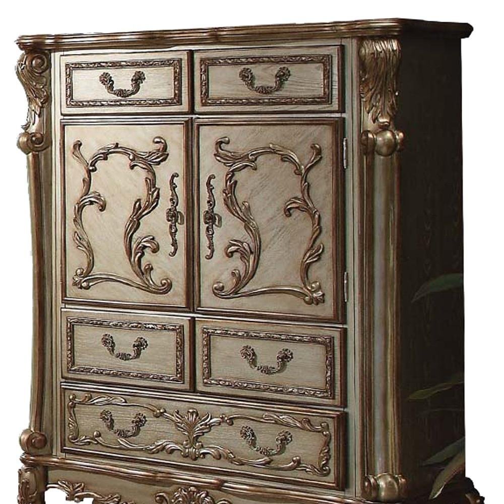 Brown Solid Wood Five Drawer - 20-inch