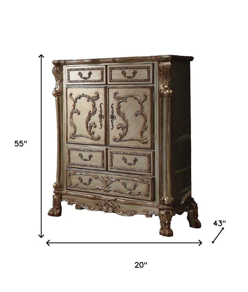 Brown Solid Wood Five Drawer - 20-inch