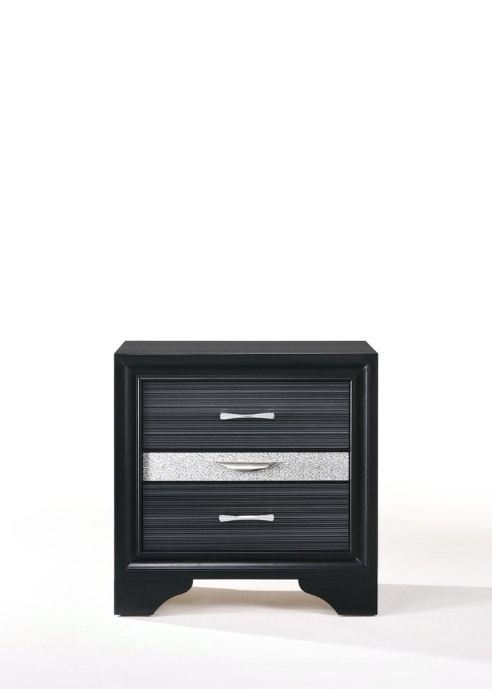 Rectangular Three Drawers Nightstand with Solid Wood Top - 17-inch