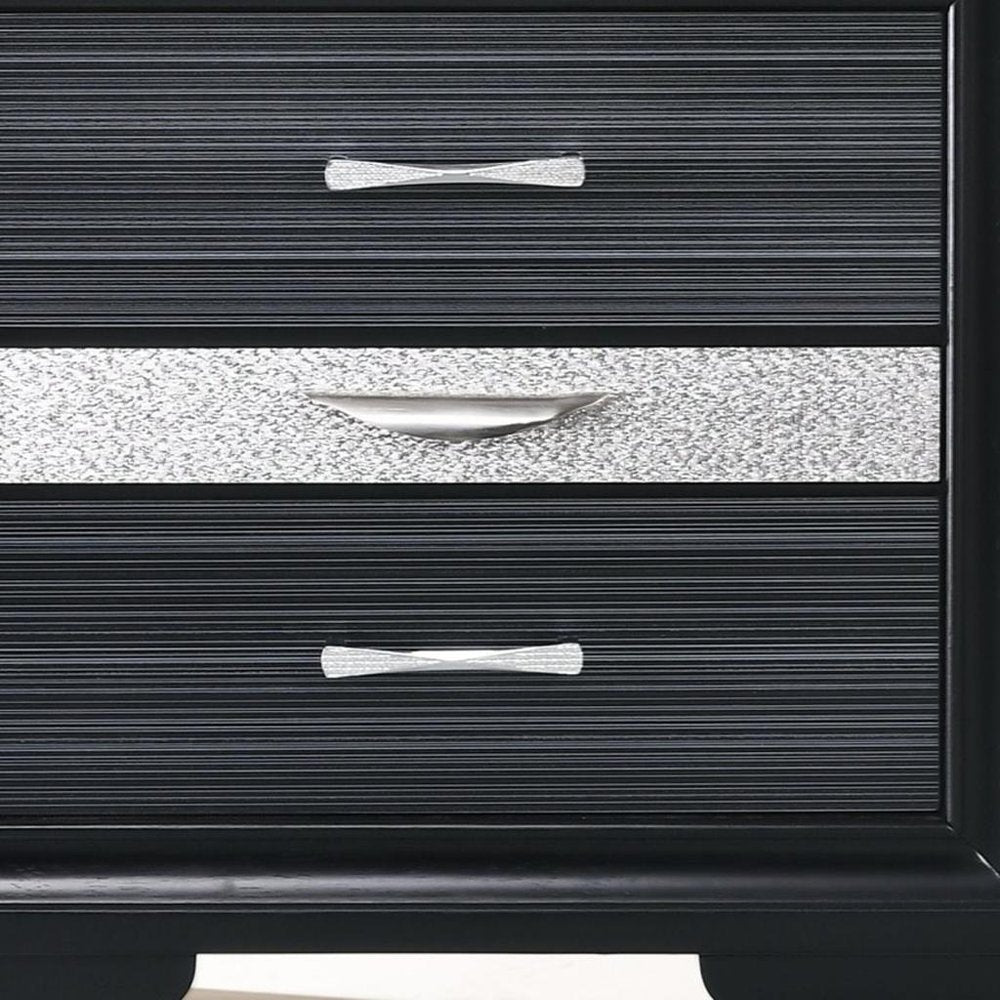 Rectangular Three Drawers Nightstand with Solid Wood Top - 17-inch