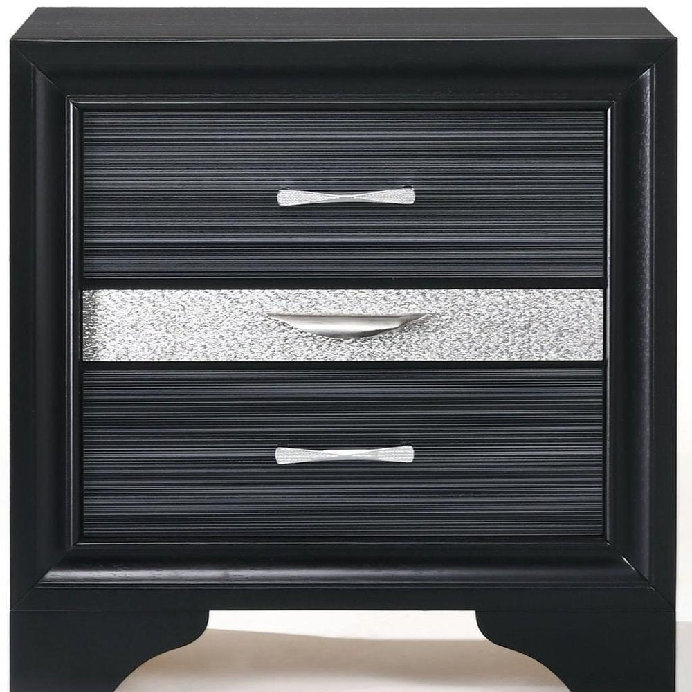 Rectangular Three Drawers Nightstand with Solid Wood Top - 17-inch