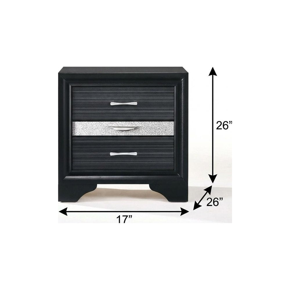 Rectangular Three Drawers Nightstand with Solid Wood Top - 17-inch