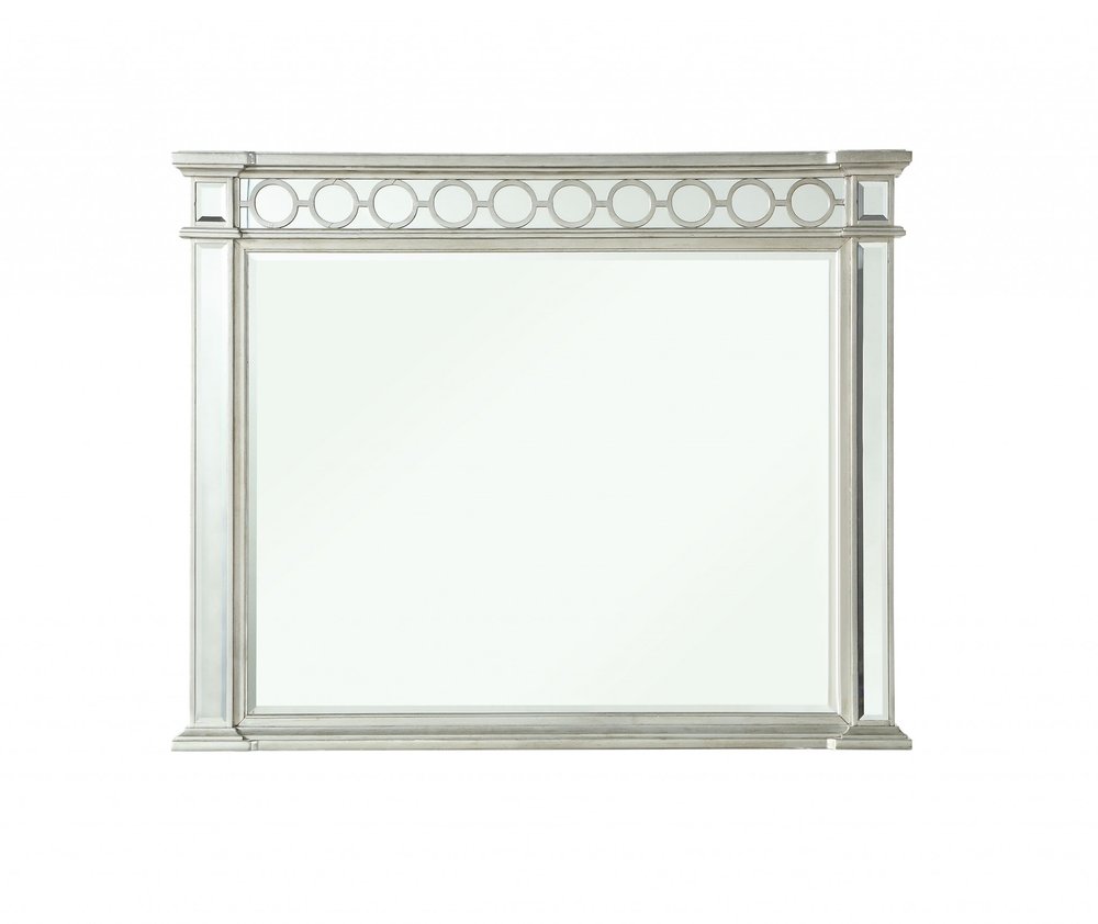 Silver Wood Framed Mounted Dresser Mirror - 42-inch