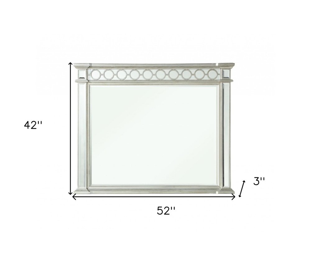 Silver Wood Framed Mounted Dresser Mirror - 42-inch
