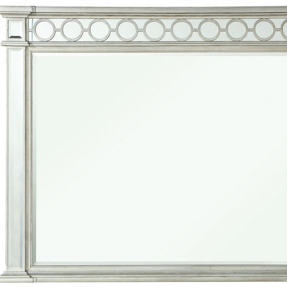 Silver Wood Framed Mounted Dresser Mirror - 42-inch